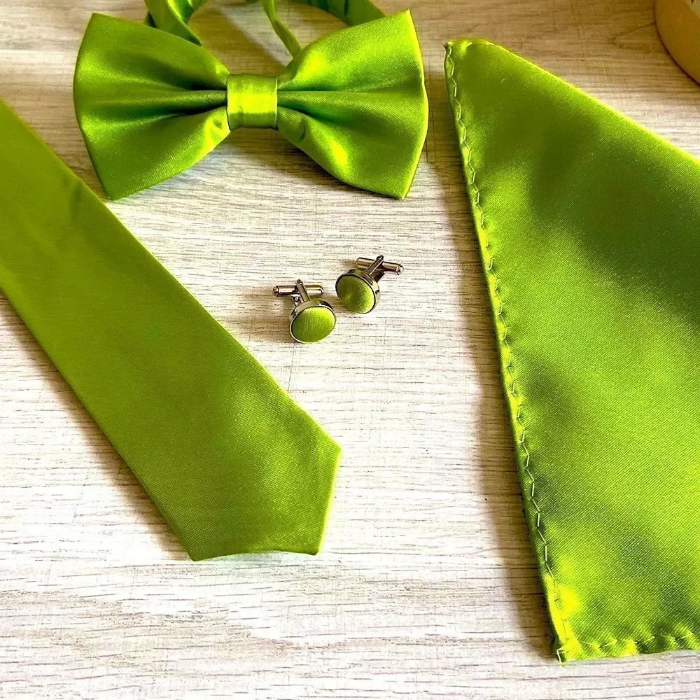 NEW Mens BowTie Handkerchief Necktie Cufflinks Set - Picture 3 of 6